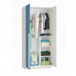 Armoire 2 portes battantes Bois Blanc/Bleu - RIVERSIDE