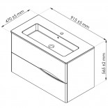 Meuble sous vasque suspendu 2 tiroirs 90 cm Blanc - BIDO