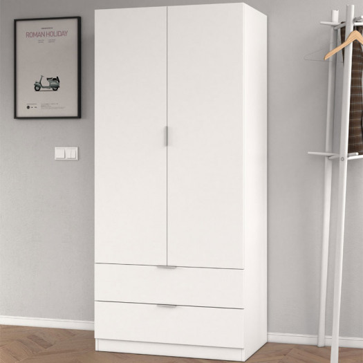 Armoire 2 portes et 2 tiroirs Blanc - WAO