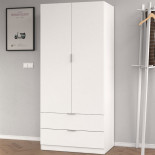 Armoire 2 portes + 2 tiroirs Blanc - WAO