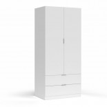 Armoire 2 portes + 2 tiroirs Blanc - WAO