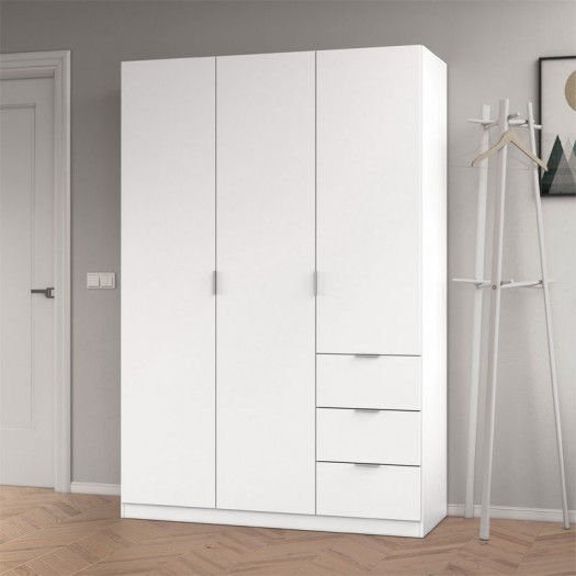 Armoire 3 portes + 3 tiroirs Blanc - WAO