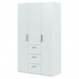 Armoire 3 portes + 3 tiroirs Blanc - YANI