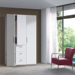 Armoire 3 portes + 3 tiroirs Blanc - YANI