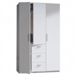 Armoire 3 portes + 3 tiroirs Blanc - YANI