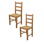 Lot de 2 chaises rustiques Chêne/Paille n°3 -PISA