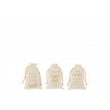 Sac Noel Francais Velours Blanc/Or Small Assortiment De 3