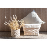 Set De 2 Panier Rectangulaire + Imitation Fourrure Rotin Plat Naturel Wash