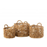 Set De 3 Paniers Ouverts Ronds Jacinthe D'Eau Naturel