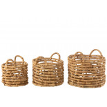 Set De 3 Paniers Ouverts Ronds Jacinthe D'Eau Naturel