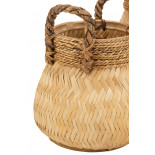 Set Of 3 Baskets+Handle Ball Bamboo+Rope Natural Small