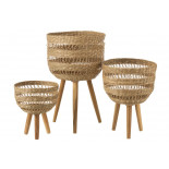 Set De 3 Paniers Sur Trepied Zostere Naturel