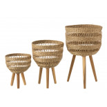 Set De 3 Paniers Sur Trepied Zostere Naturel