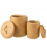 Set De 2 Paniers De Rangement Ronds En Bambou Naturel