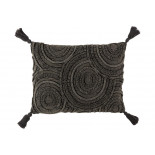 Coussin Cercles Coton Rectangulaire Gris Fonce