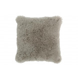 Coussin Carre Peau De Mouton Gris Clair