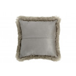 Coussin Carre Peau De Mouton Gris Clair