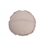 Coussin Rond Velours Coton/Lin Vieux Rose