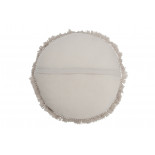 Coussin Rond Velours Coton/Lin Gris