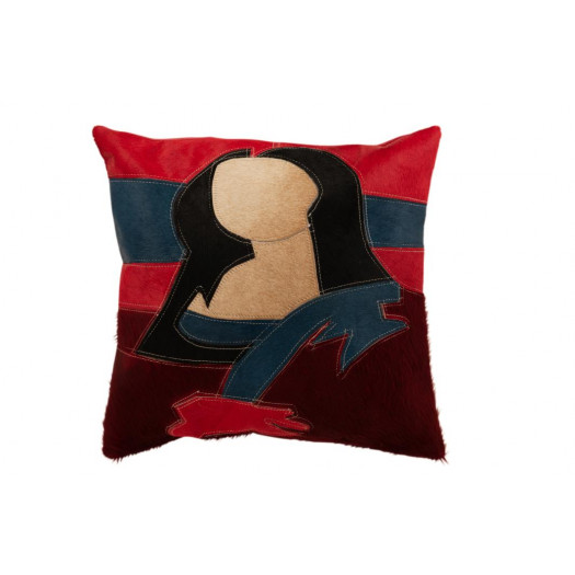 Coussin Femme Cuir Noir/Rouge/Beige