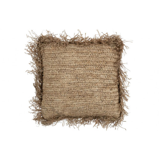 Coussin Jeff Carre Raphia Naturel Large