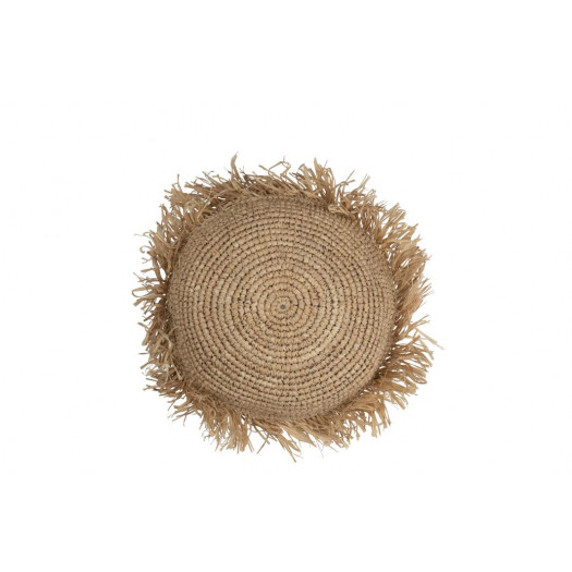 Coussin Jeff Rond Raphia Naturel Small