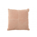 Coussin Croix Carre Cuir Rose