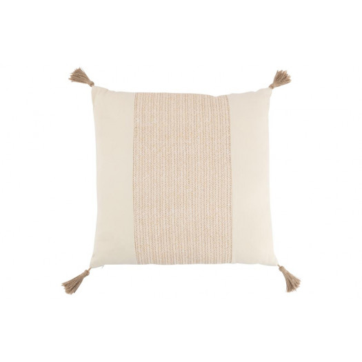 Coussin Tissage Carre Polyester Beige