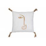 Coussin Visage Carre Polyester Blanc