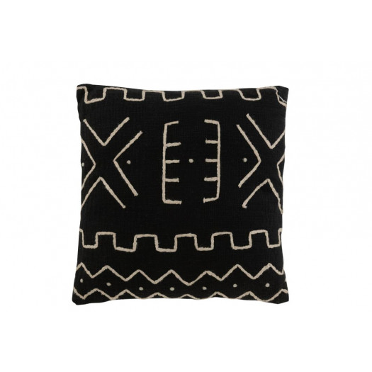 Coussin Dessin Graphique 2 Cotton Noir