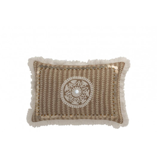 Coussin Rectangulaire Patron Pieces Jute Naturel/Beige