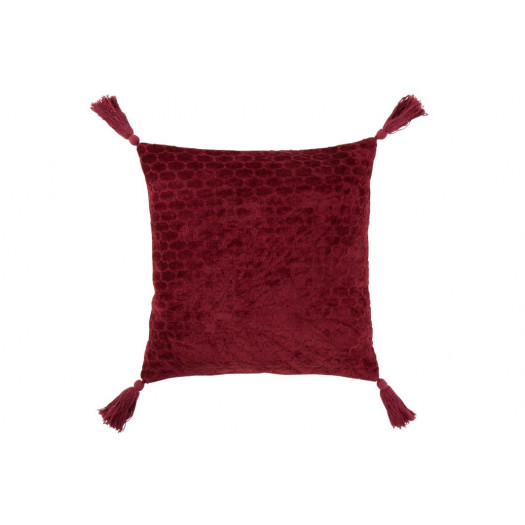 Coussin Motifs Coton Rouge Fonce