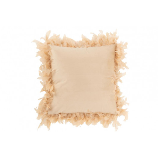 Coussin Plumes Polyester Rose/Beige