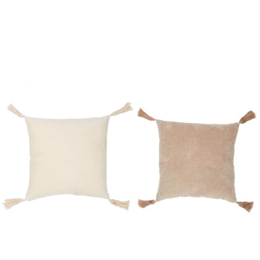 Coussin Floche Coton Beige/Orange Assortiment De 2