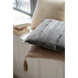 Coussin Bord Carre Cuir Gris