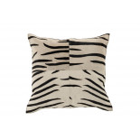 Coussin Zebre Carre Cuir Noir/Blanc