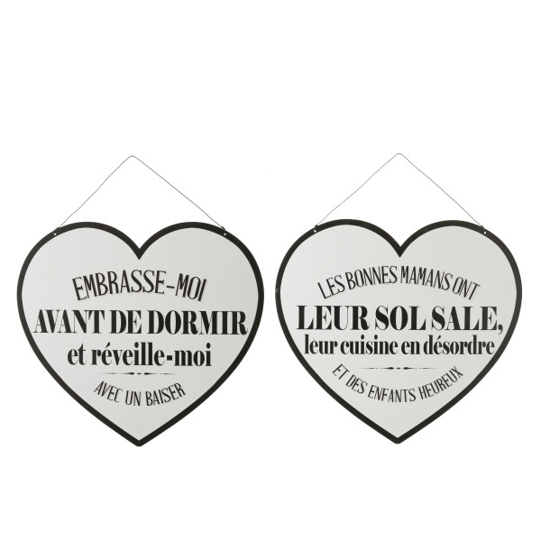 Pancarte Textes Anglaisfrancais Always Kiss Me Metal Blancnoir Assortiment De 2 Dansmamaison 