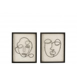 Deco Murales Visages En Bois/Metal Noir/Blanc Small Assortiment De Deux