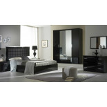 Chambre Complète 180x200 Laqué Noir Brillant - AREZZO