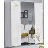 Chambre complète avec lit 160x200 Laque Blanc Brillant / Or - SEBORGA