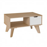 Table basse 1 tiroir Bois/Blanc - PIPVER