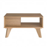 Table basse 1 tiroir Bois/Blanc - PIPVER