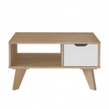 Table basse 1 tiroir Bois/Blanc - PIPVER