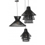 Suspension Luminaire A Couche Bamboo Noir Small