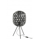 Lampe De Bureau Trepied Rond Bambou/Metal Noir