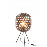 Lampe De Bureau Trepied Rond Bambou/Metal Noir