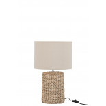 Pied De Lampe + Abat-Jour Tresse Epaisse Beton/Coton Naturel Small