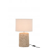 Pied De Lampe + Abat-Jour Tresse Epaisse Beton/Coton Naturel Small