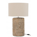 Pied De Lampe + Abat-Jour Tresse Epaisse Beton/Coton Naturel Large