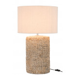 Pied De Lampe + Abat-Jour Tresse Epaisse Beton/Coton Naturel Large